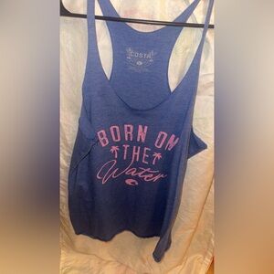 Blue Tank Top with Pink Print Born on the Water COSTA